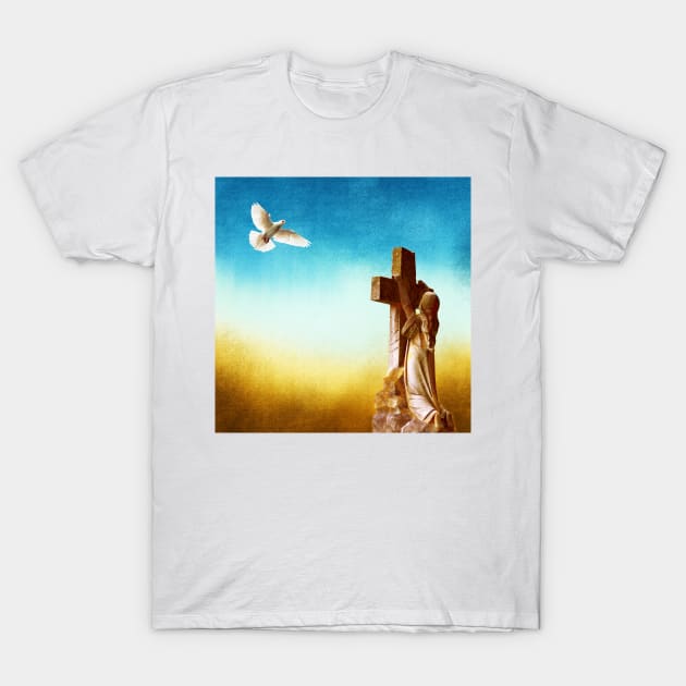 Cross And Dove T-Shirt by JimDeFazioPhotography